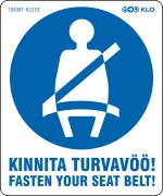 Kinnita turvavöö! Fasten your seat belt! (EST/ENG) sinine kujutis valge taust