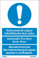 Automaatselt sulguv tuletõkkeuks hoia vaba (kolme keelne EST, ENG, RUS). (ART1000-10041-MULTI))