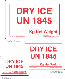 Kuiv jää. DRY ICE UN1845. kleebised 150x100mm ja 100x65mm.