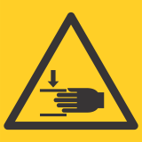 Liikuvad osad, käte purustamise oht (ISO) ART590