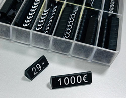 Hinnaprofiil / hinnamärkija 5xH10mm, must taust valge number (320 osa komplektis).