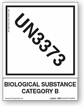 ADR ROMB: Bioloogiline aine. UN3373 BIOLOGICAL SUBSTANCE, CATEGORY B kleebised (PP-KK).