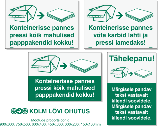 prügimajandus, papppakend, taaskasutamine, ohutusmärk