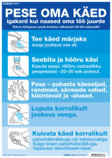 PESE OMA KÄED+vajadusel desinfitseeri (pikemate tekstiga versioon) KLO POSTER (ÕIGE KÄTE PESU)