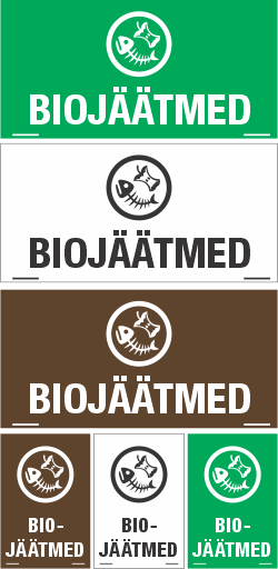 Biojäätmed  püstised 200x300, 300x450mm, 400x600mm või horisontaalsed 300x150, 500x250,  700x350mm. Jäätmete liigiti kogumine/sorteerimine.