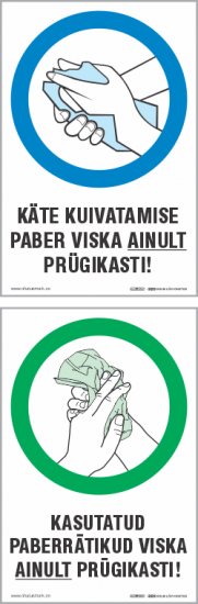 Kätekuivatamise paber viska ainult prügikasti (25091-T10). Kasutatud paberrätikud viska ainult prügikasti (25092-T10).