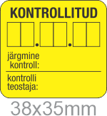 Seadmete ja tellingute kontrollkleebised 38x35mm. 10tk lehel. 