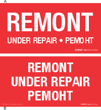 Kolmekeelne (EST+ENG+RUS) magnetsilt "REMONT". Kolmekeelne (EST+ENG+RUS)  riputatav silt remont. Ühepoolne.