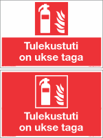 Tulekustuti asukoha märgis teksti alaga (kliendi teksti võimalus) 300x200mm, 450x300mm (10019-T20, 26019-T30).