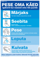 PESE OMA KÄED (Märjaks, seebita, pese, loputa, kuivata) lühemad tekstid. KLO POSTER (ÕIGE KÄTE PESU). Мойте руки.