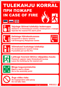 Tulekahju korral 6 sammu / kolme keelne EESTI+VENE+INGLISE (tulekahju korral tegutsemine)