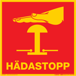 Stopplüliti, hädastopp käega kujutis (tekstiga märgis) 10190T. Tekst HÄDASTOPP.